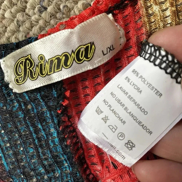 Rima Colorful Summer Flowy Mini Sleeveless V-neck Swing Dress Sz L-XL Largenlook - Picture 3 of 9